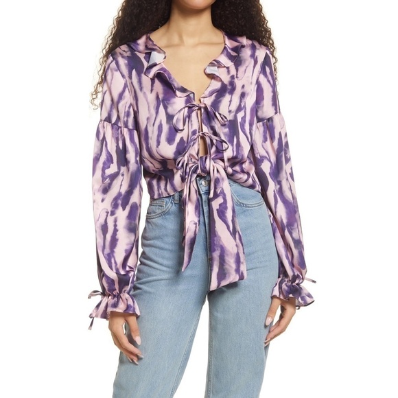 Topshop Tie Dye Printed Fill Jacket in Purple size 4 - Picture 6 of 11